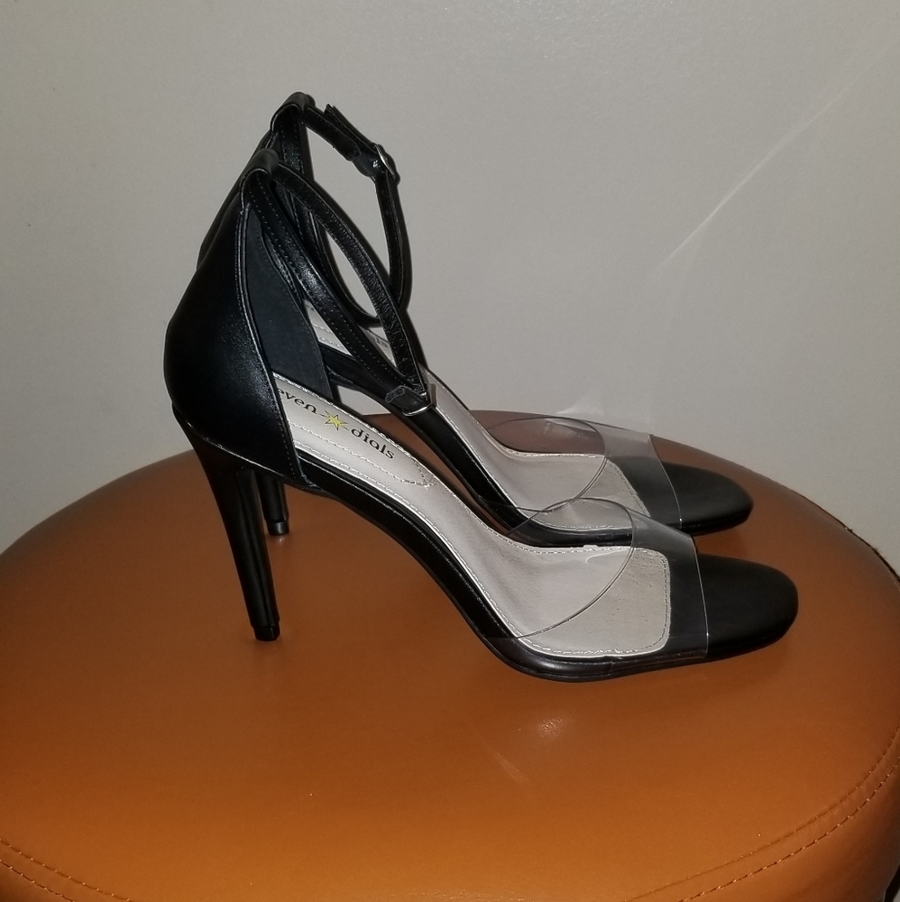 Seven Dails Shoes Women's Size 8 Black & clear Ankle Strap Heels - Picture 3 of 5